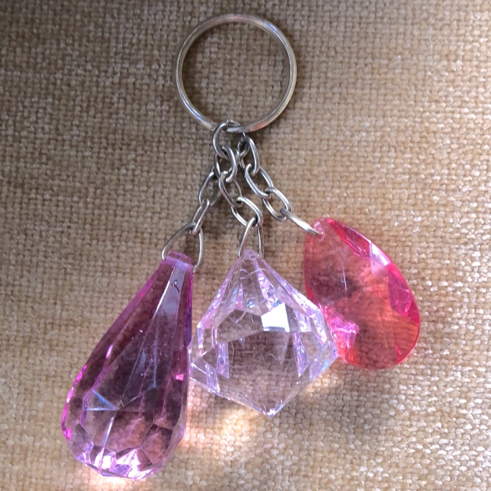 Pink Prism Bead Keyring